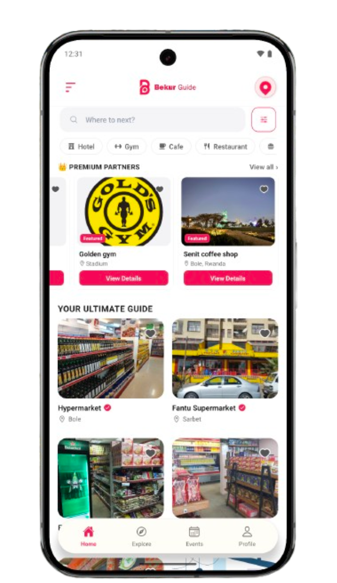 Bekur Guide Home Screen