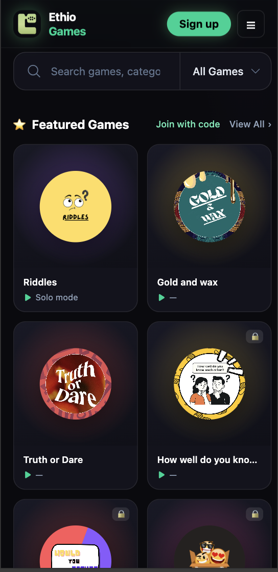 Ethio Games Featured Games